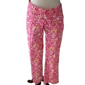 Lilly Pulitzer 4  Chum Bucket Pink Floral Cropped Ankle Pants beachy resort